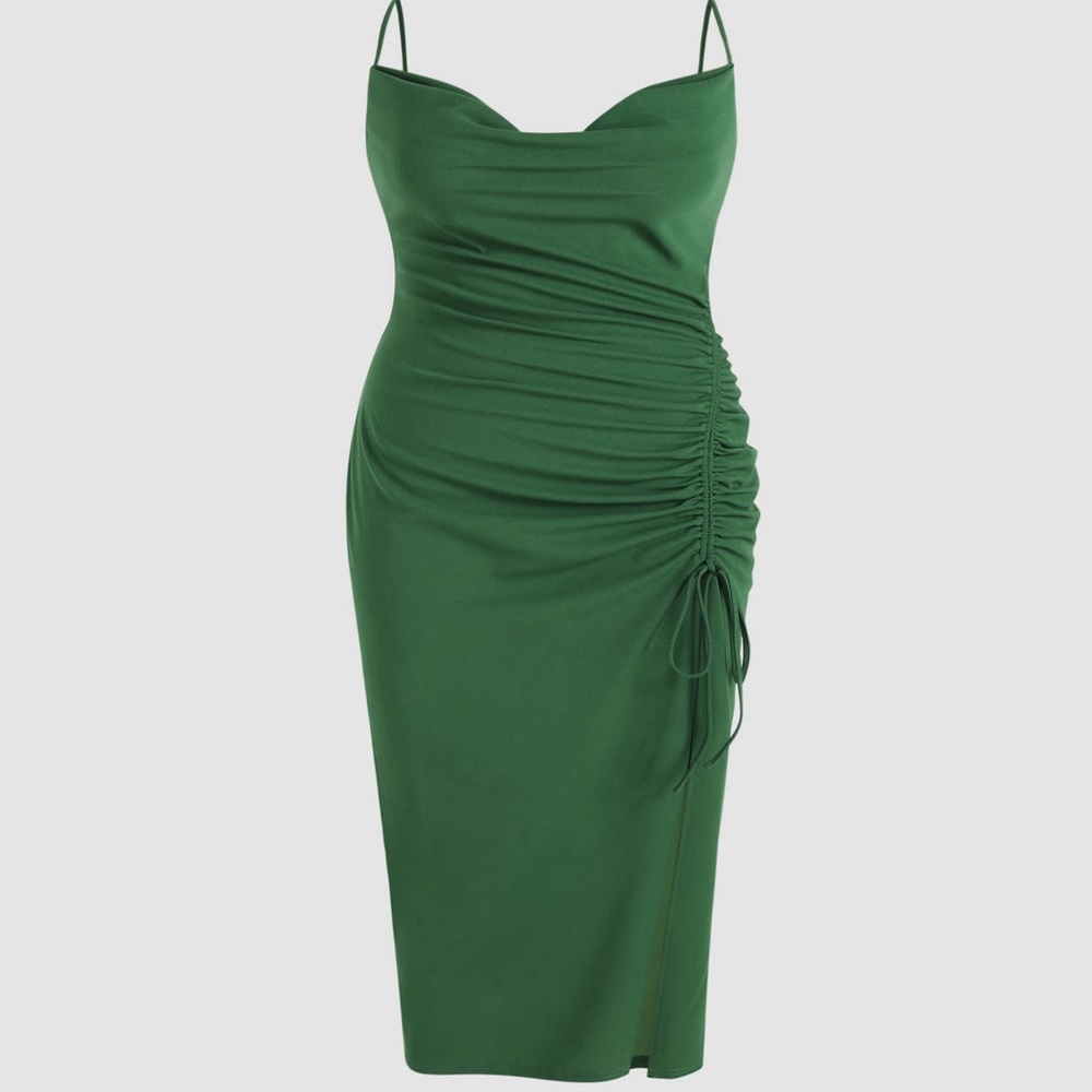 Cider Green Ruched Midi Dress